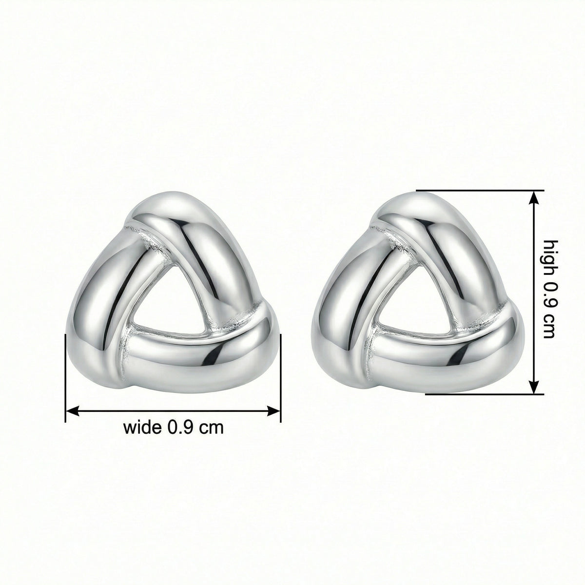 Triangular Knot Stud Earrings in Silver — product photograph 2