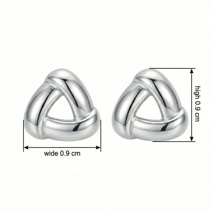 Triangular Knot Stud Earrings in Silver — product photograph 2