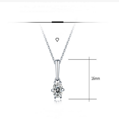 Crown-Set Moissanite Pendant Necklace in Silver - product view 6