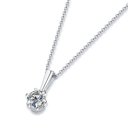 Crown-Set Moissanite Pendant Necklace in Silver - product view 1