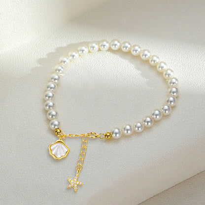 Pearl & Silver Accent Bracelet with Gold-Tone Details - view 2