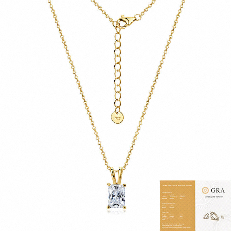 S925 Silver Raden Cut Moissanite Necklace