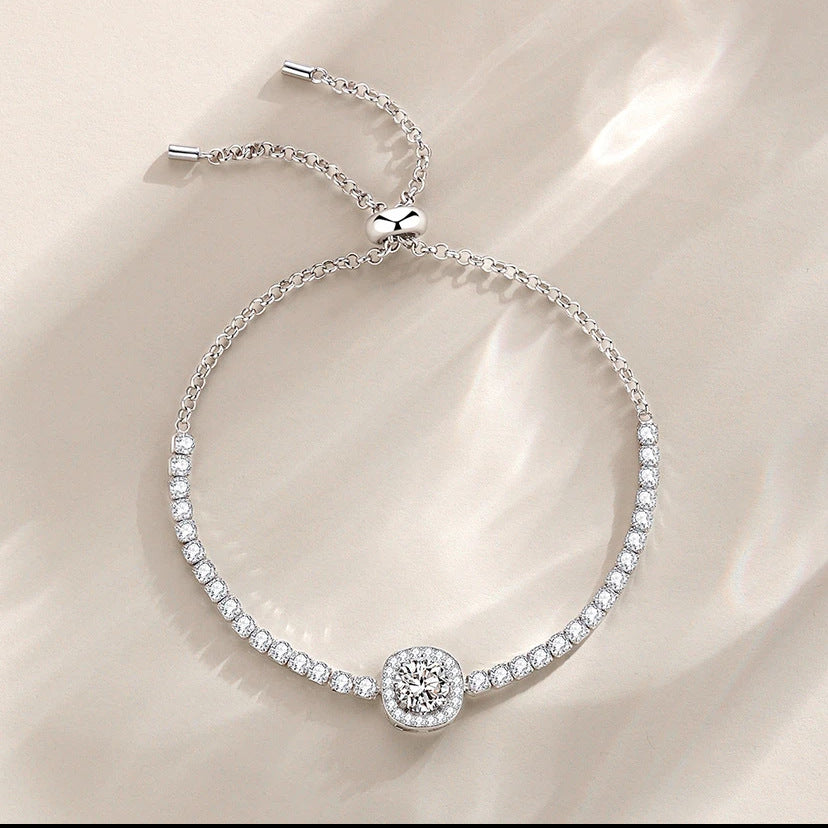 S925 Sterling Silver Moissanite Bracelet For Women