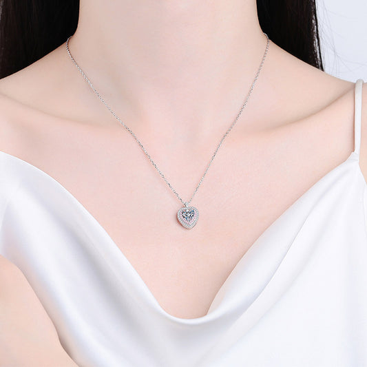 Heart Halo Moissanite Pendant Necklace - view 1