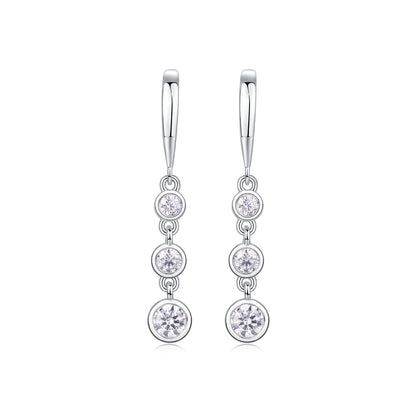 Classic Multi-diamond Set Moissanite Silver Earrings - view 5