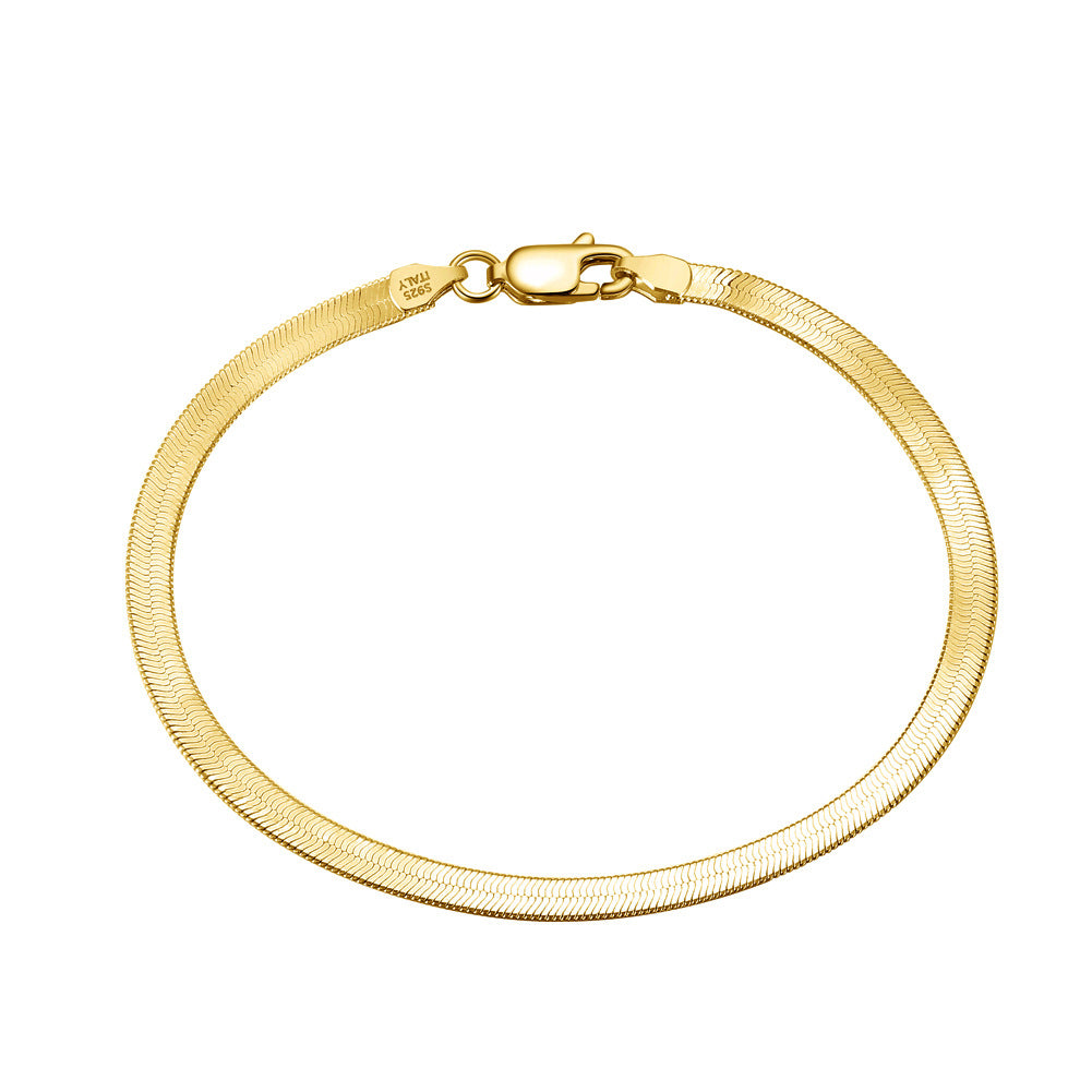 S925 Sterling Silver Bracelet Flat Snake Bone - view 2