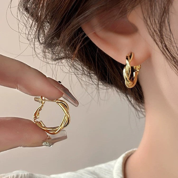 925 Silver Needle Internet Celebrity Same Style Gold Earrings Women's Light Luxury...