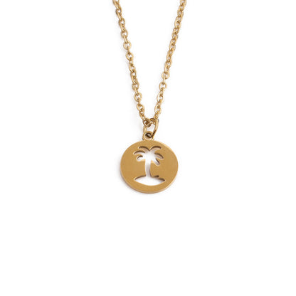 Titanium Steel Hollow Coconut Tree Pendant Necklace - view 4