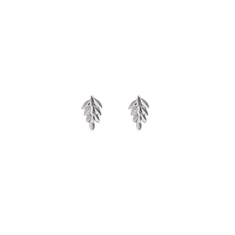 Petite Leaf Stud Earrings in S925 Silver — product photograph 2
