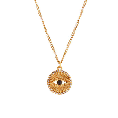 Minimalist Black Eyes Stainless Steel Necklace Jewelry - view 2