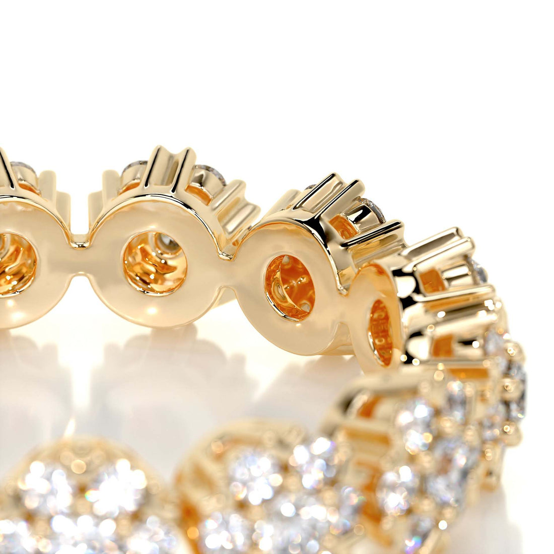 S925 Sterling Silver 18K Gold Plated Moissanite Ring - Stackable Band with Full Pave...
