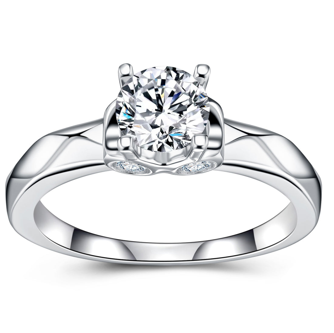S925 Silver 3.1g 6mm D VVS1 Moissanite Solitaire Ring, GRA Certified US 5-8