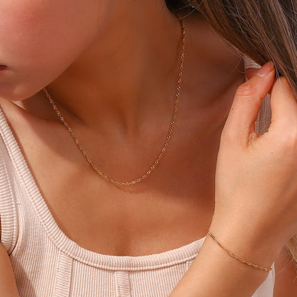 Clavicle Chain Stainless Steel Gold Plated Water Wave Chain Bracelet - view 4
