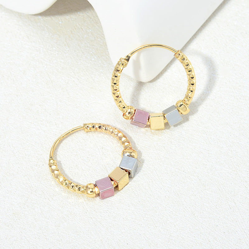 Hollow Rosette Earrings With Gold Contrast Hoops - view 5