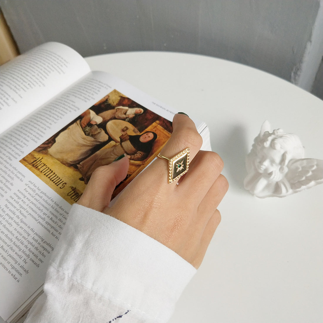 Gold-Tone Sculpted Silver Ring - product view 2