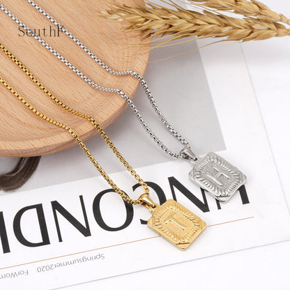 European And American Fashion Men's All-stainless Steel Letter Pendant Necklace - view 2