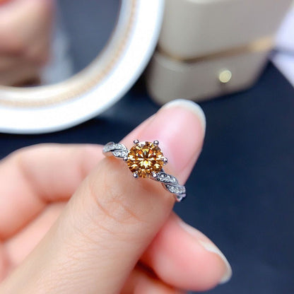 Women 8 Hearts 8 Arrows Champagne Moissanite Open Ring - view 2