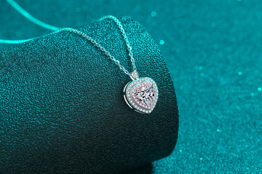 Heart Halo Moissanite Pendant Necklace - product view 3
