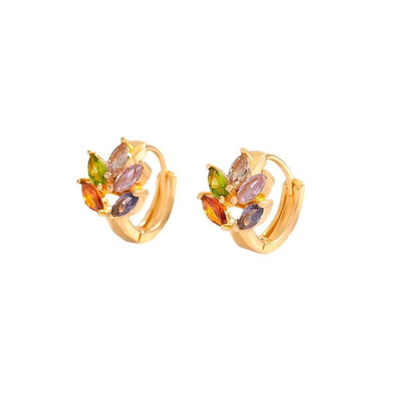 Fashion Multi-style Square Crystal Zircon Ornament Gold Plated Diamond Ear Ring - view 5
