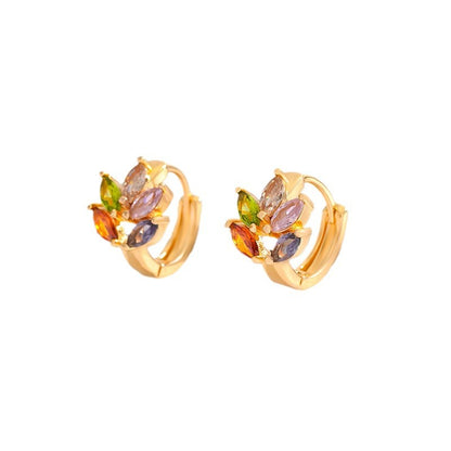 Fashion Multi-style Square Crystal Zircon Ornament Gold Plated Diamond Ear Ring - view 5