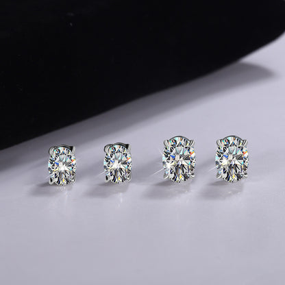 Oval Moissanite Stud Earrings in Silver - product view 5