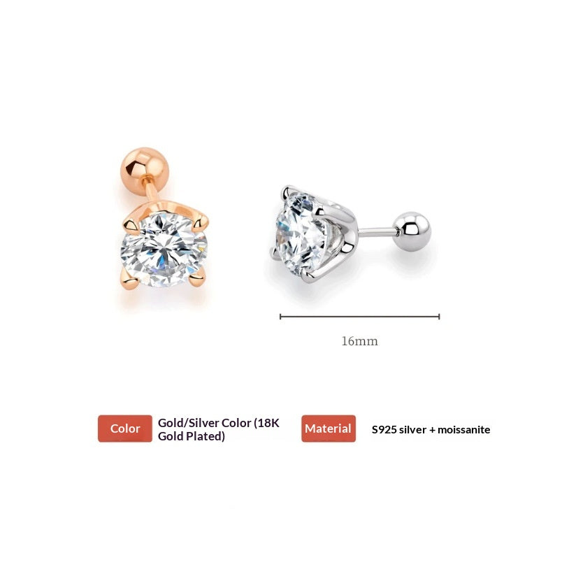 Four-Prong Screw-Back Moissanite Stud Earrings - view 4