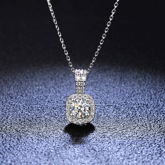 One-Carat Moissanite Cushion-Frame Necklace - view 1