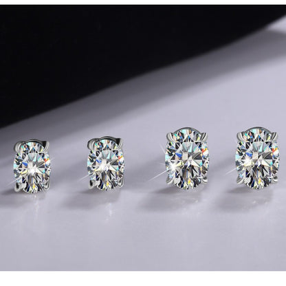 Oval Moissanite Stud Earrings in Silver - product view 4