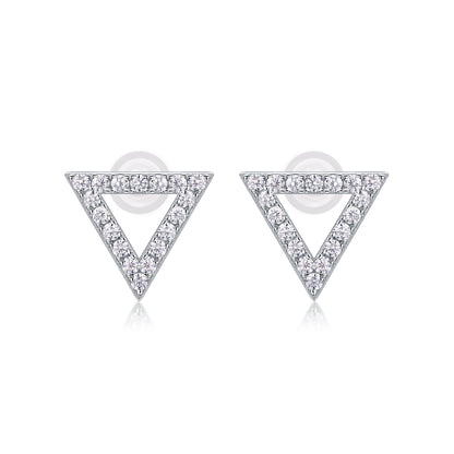 Unique Diamond Set With Moissanite Silver Earrings - view 5