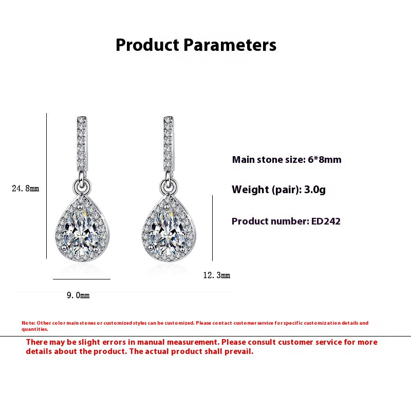 Fashion Drop Shape Ear Studs Micro Inlaid Zircon Earrings - view 4
