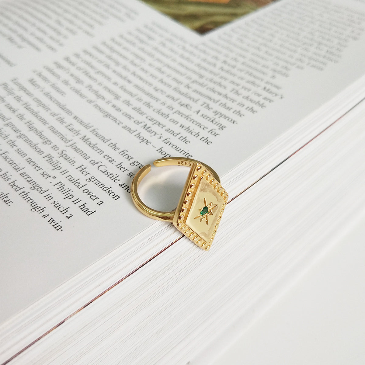 Gold-Tone Sculpted Silver Ring - product view 7