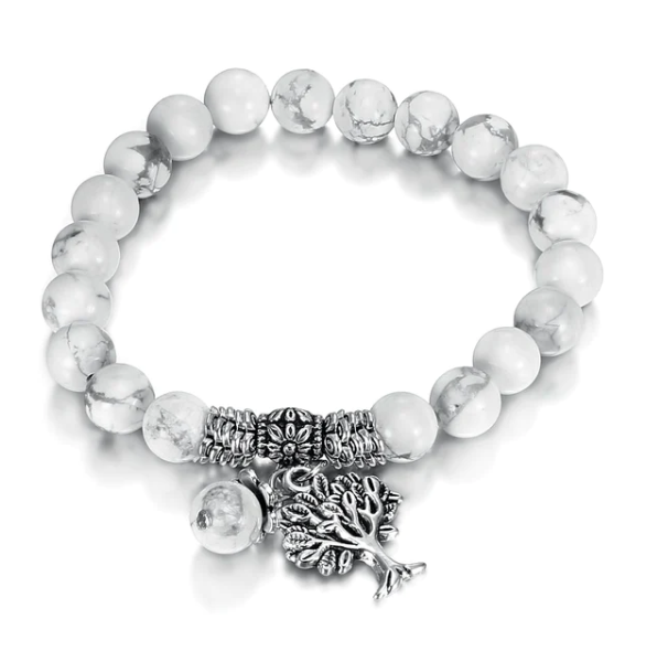Vintage Frosted White Pine Bead Bracelet - view 2