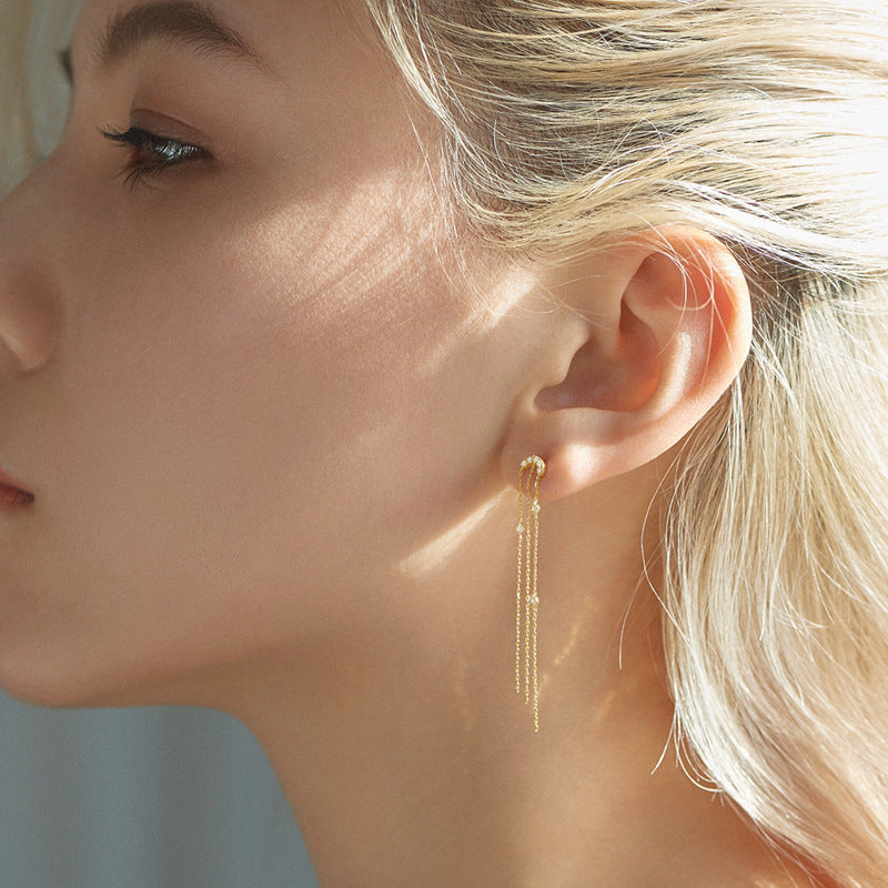 Celestial Chain Drop Earrings in Silver - view 1