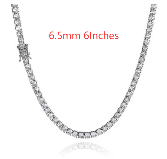 3mm 4mm 5mm 65 MmS925 Silver Moissanite Single Row Tennis Chain Bracelet Hip Hop Necklace