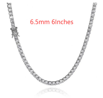 3mm 4mm 5mm 65 MmS925 Silver Moissanite Single Row Tennis Chain Bracelet Hip Hop Necklace