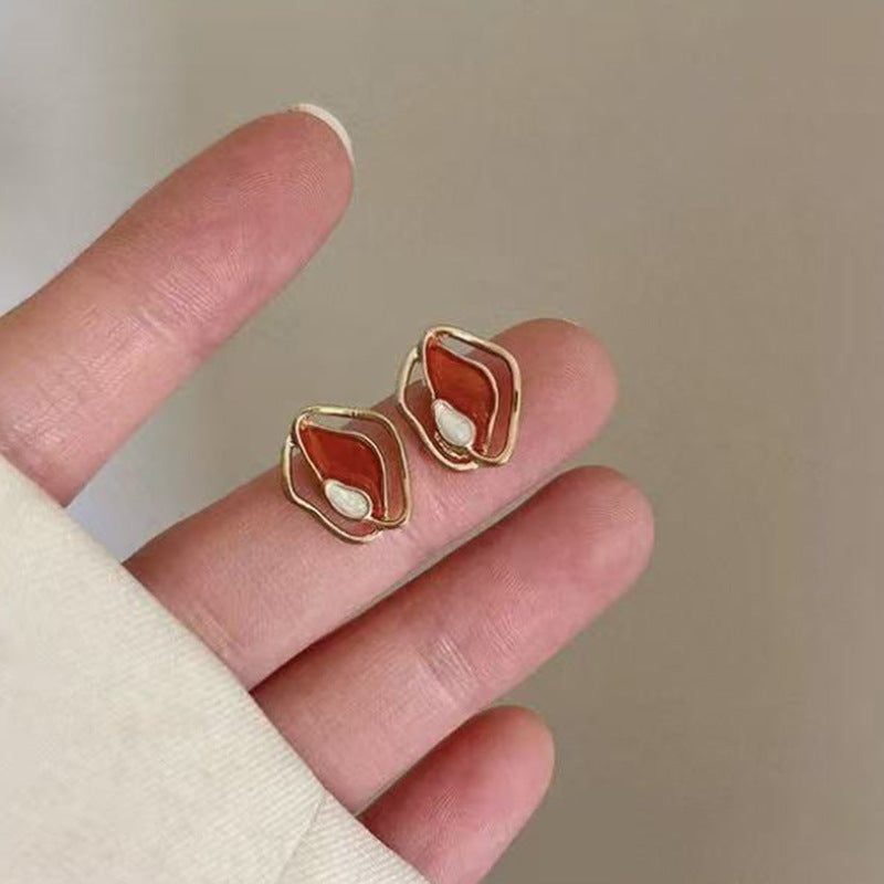 925 Silver Needle Internet Celebrity Same Style Gold Earrings Women's Light Luxury...