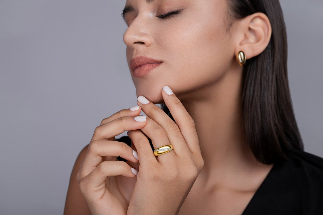 Moissanite Solitaire Ring in Gold-Tone Silver - product view 2