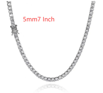 3mm 4mm 5mm 65 MmS925 Silver Moissanite Single Row Tennis Chain Bracelet Hip Hop Necklace