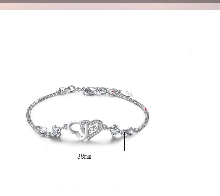 Heart-Detail Silver Chain Bracelet - product view 3