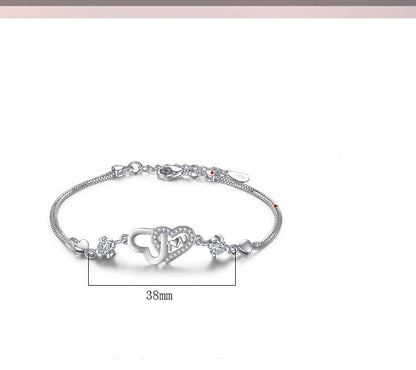 Heart-Detail Silver Chain Bracelet - product view 3