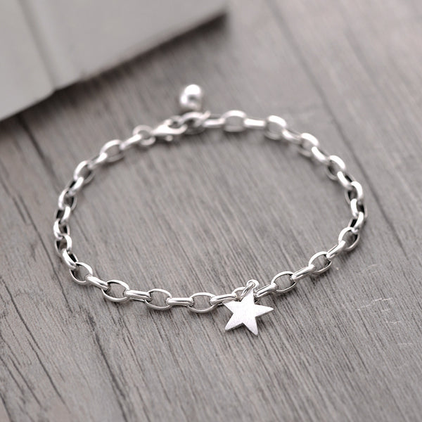 Open-Link Star Charm Bracelet in Silver
