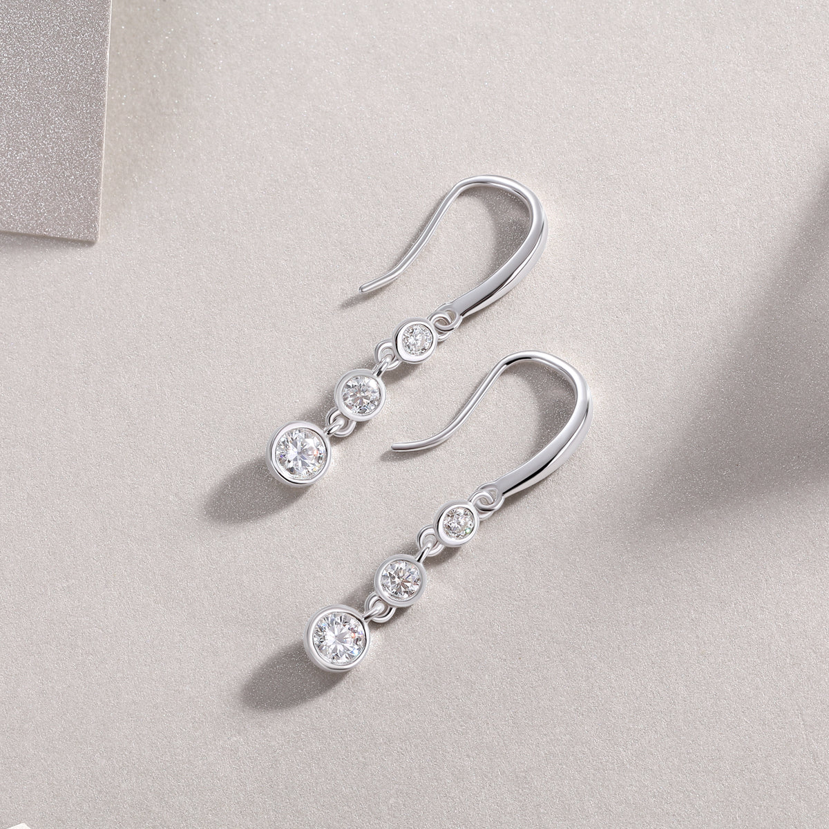 Classic Multi-diamond Set Moissanite Silver Earrings - view 4
