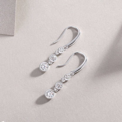 Classic Multi-diamond Set Moissanite Silver Earrings - view 4