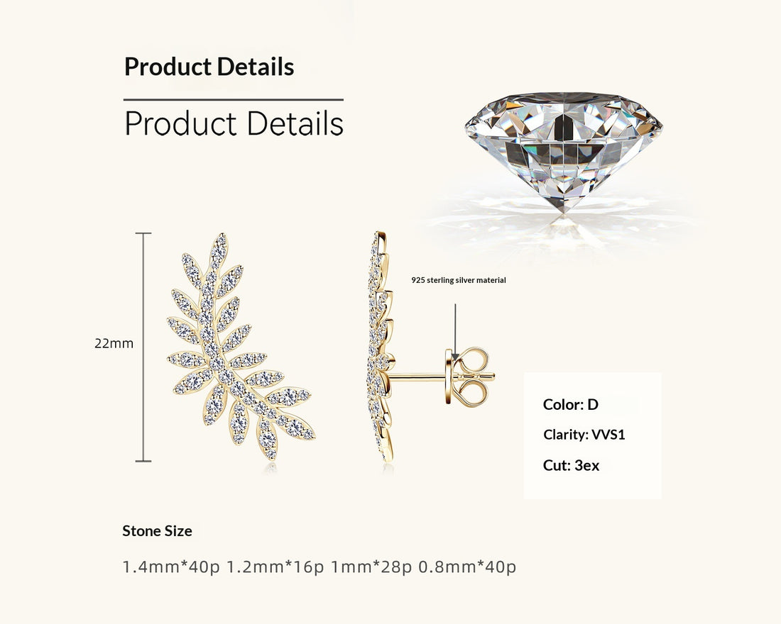 Exquisite Silver Needle Moissanite Stud Earrings