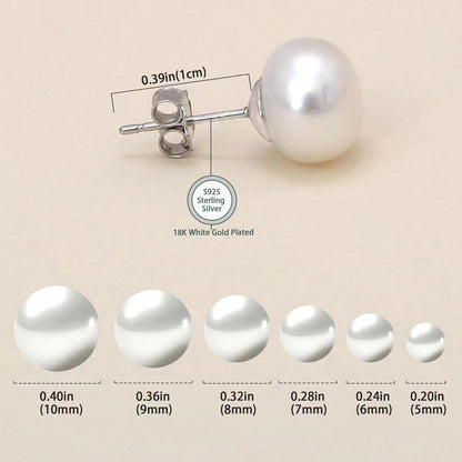 S925 Sterling Silver Needle Natural Freshwater Pearl Ear Studs - view 2