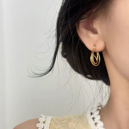 925 Silver Needle Internet Celebrity Same Style Gold Earrings Women's Light Luxury...