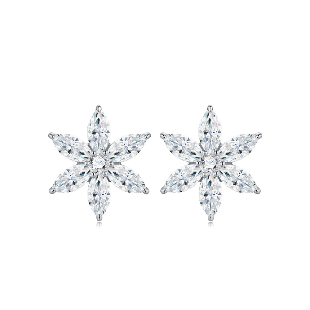 Starburst Moissanite Silver Stud Earrings - product view 3