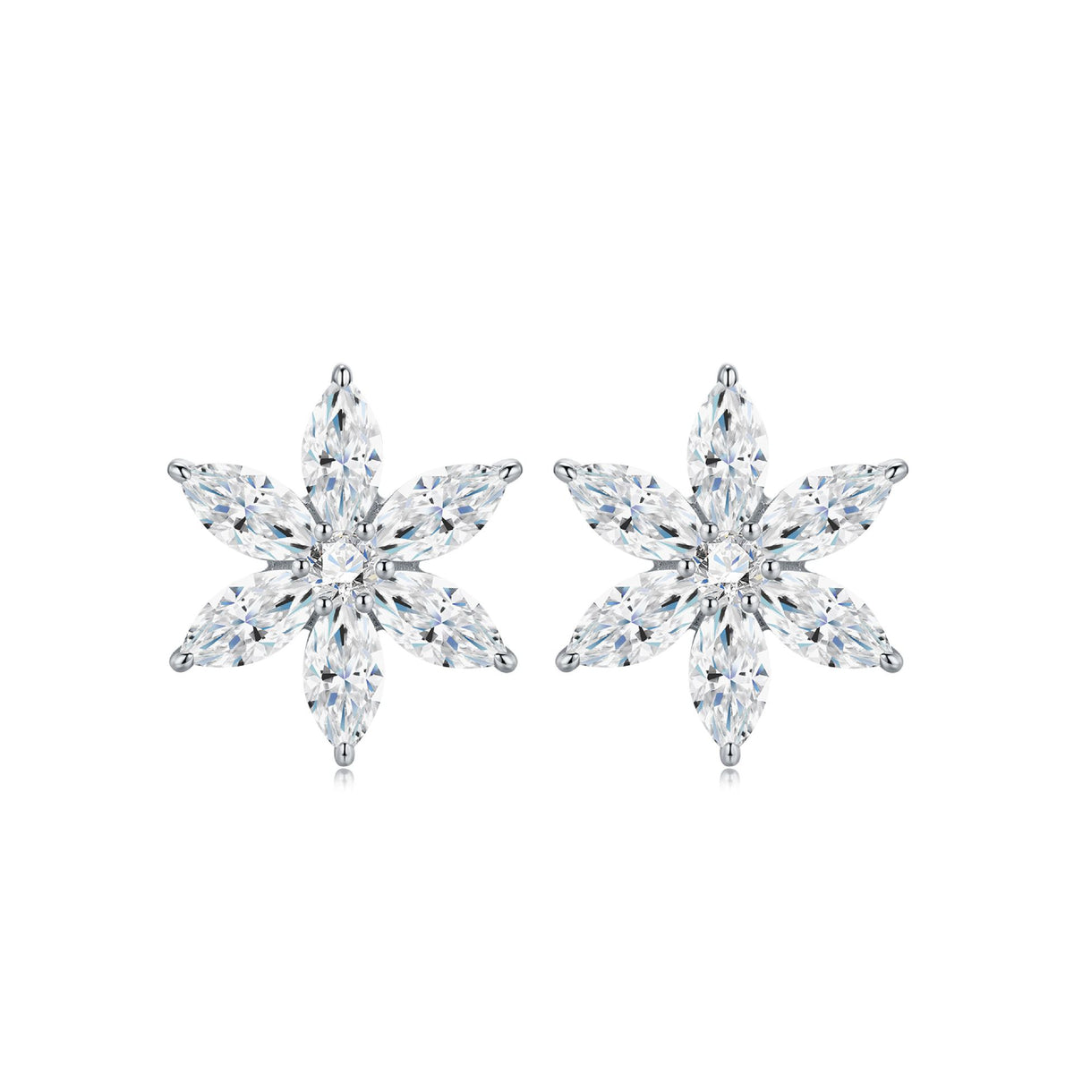 Starburst Moissanite Silver Stud Earrings - product view 3
