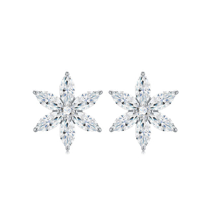 Starburst Moissanite Silver Stud Earrings - product view 3