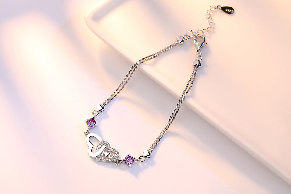 Heart-Detail Silver Chain Bracelet - product view 4